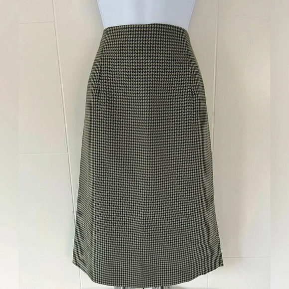Evan Picone/Vintage 1980’s/Houndstooth/ Black&sage green/Pencil skirt/Size US 12 - Picture 4 of 16